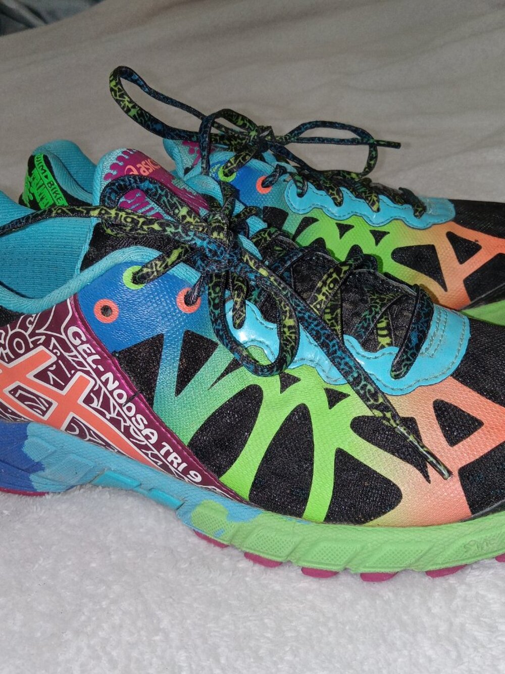 Womens ASICS Gel-Noosa Tri 9 Running Shoes Size 9 Triathlon Black Blue T458N - Picture 10 of 16